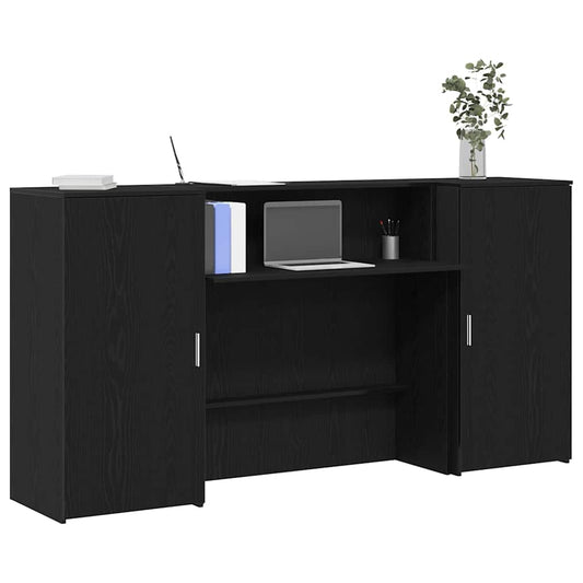 Reception Desk Black Oak 200x50x103,5 cm Engineered Wood