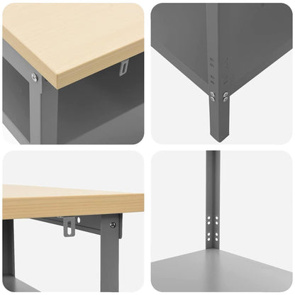 Work Table with Shelf Grey 100 x 55 x 85 cm Powder-Coated Steel