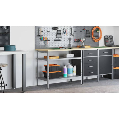 Work Table with Shelf Grey 100 x 55 x 85 cm Powder-Coated Steel