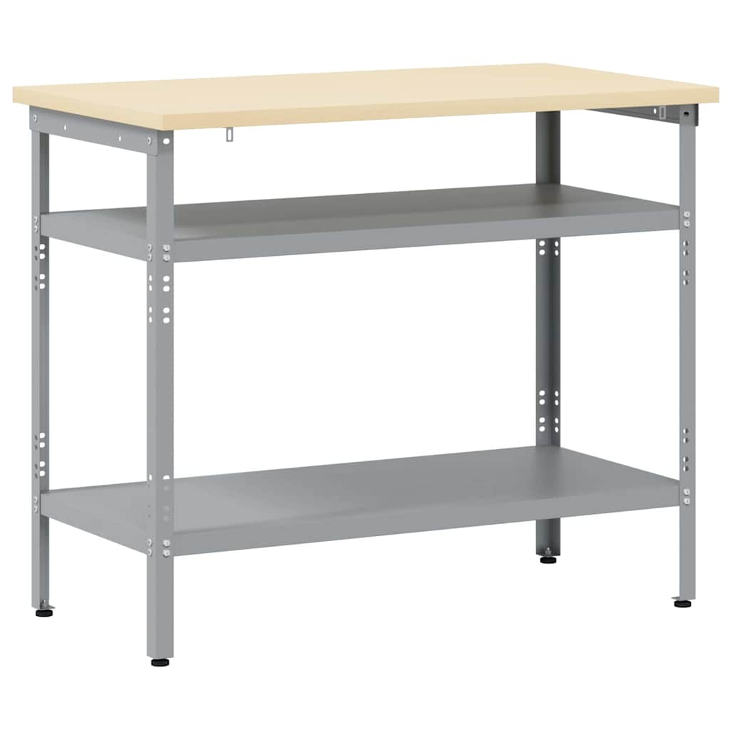Work Table with Shelf Grey 100 x 55 x 85 cm Powder-Coated Steel