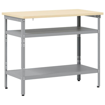 Work Table with Shelf Grey 100 x 55 x 85 cm Powder-Coated Steel