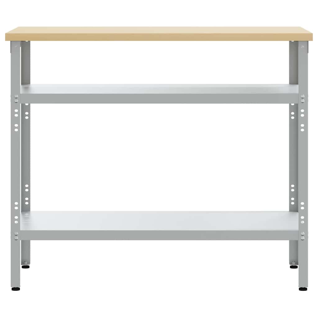 Work Table with Shelf Grey 100 x 55 x 85 cm Powder-Coated Steel