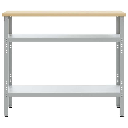 Work Table with Shelf Grey 100 x 55 x 85 cm Powder-Coated Steel
