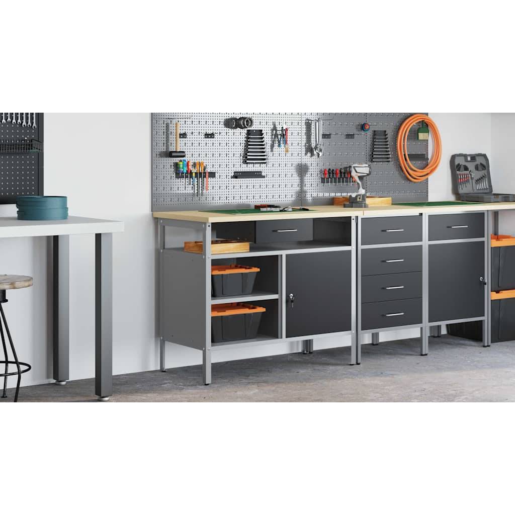 Work Bench with Drawer Black and Grey 100 x 55 x 85 cm
