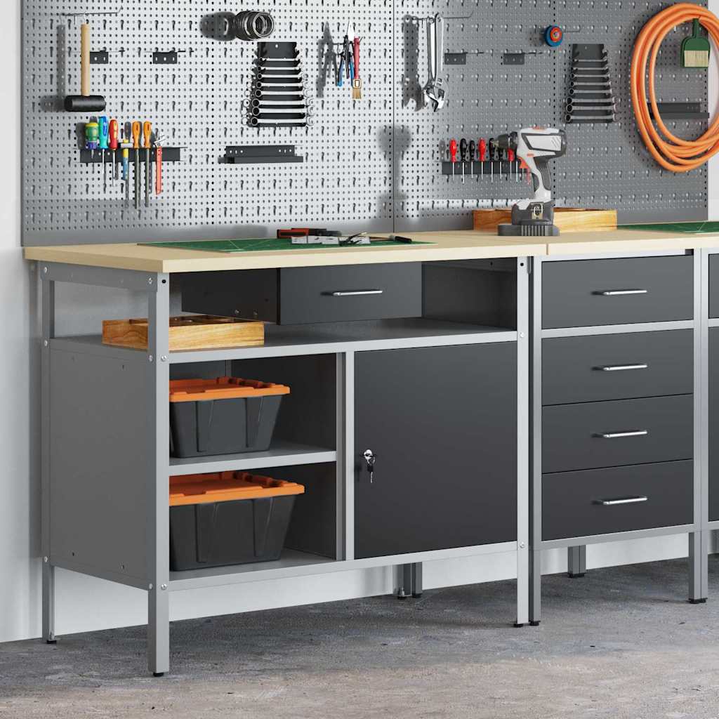 Work Bench with Drawer Black and Grey 100 x 55 x 85 cm