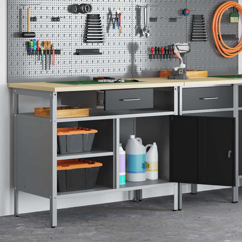 Work Bench with Drawer Black and Grey 100 x 55 x 85 cm