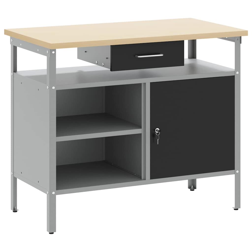 Work Bench with Drawer Black and Grey 100 x 55 x 85 cm