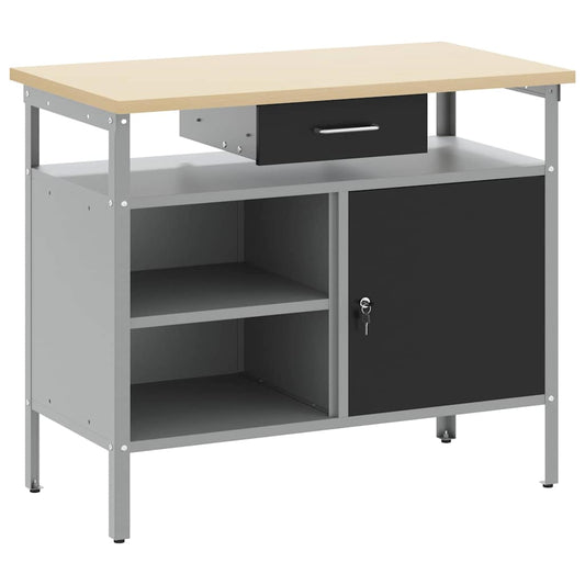 Work Bench with Drawer Black and Grey 100 x 55 x 85 cm