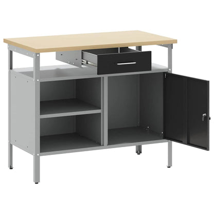 Work Bench with Drawer Black and Grey 100 x 55 x 85 cm