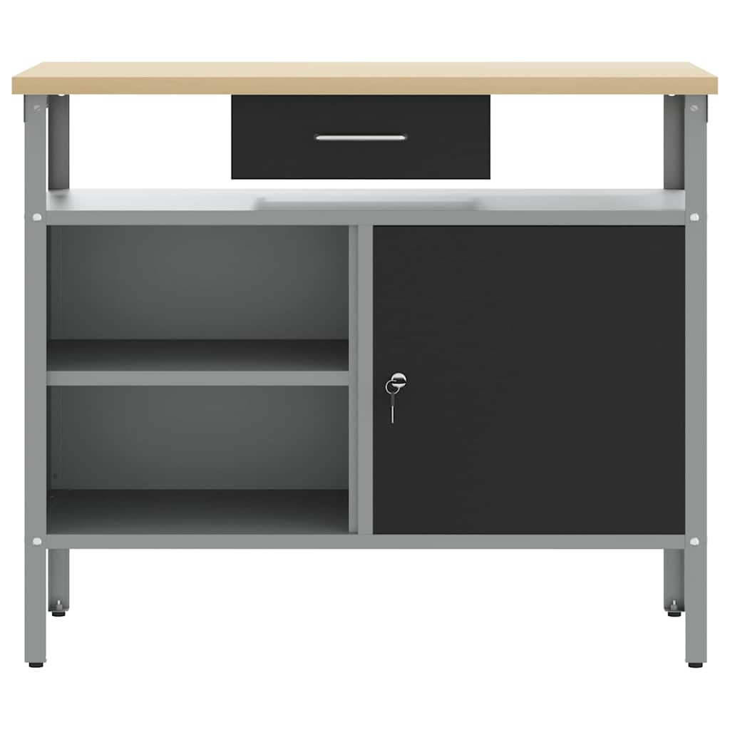 Work Bench with Drawer Black and Grey 100 x 55 x 85 cm