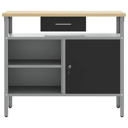 Work Bench with Drawer Black and Grey 100 x 55 x 85 cm