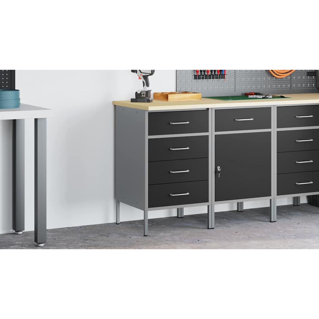 Work Bench with Drawer Black and Grey 50 x 55 x 85 cm