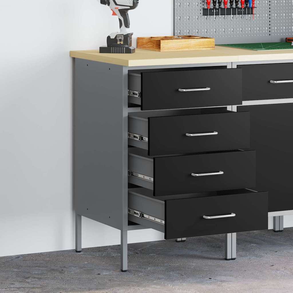 Work Bench with Drawer Black and Grey 50 x 55 x 85 cm