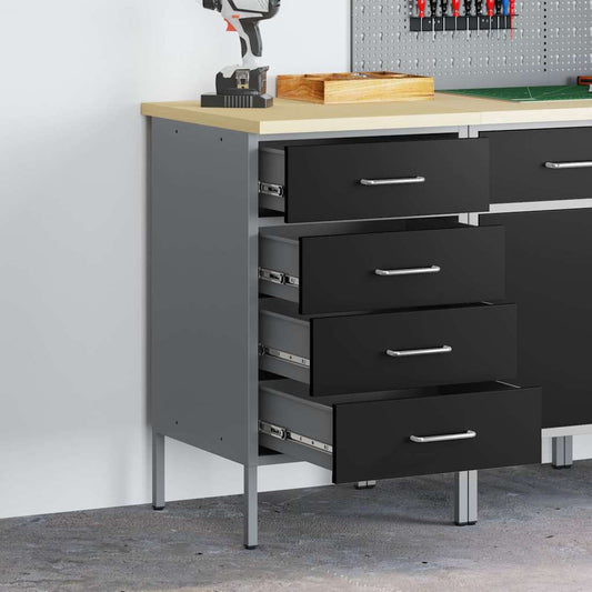 Work Bench with Drawer Black and Grey 50 x 55 x 85 cm