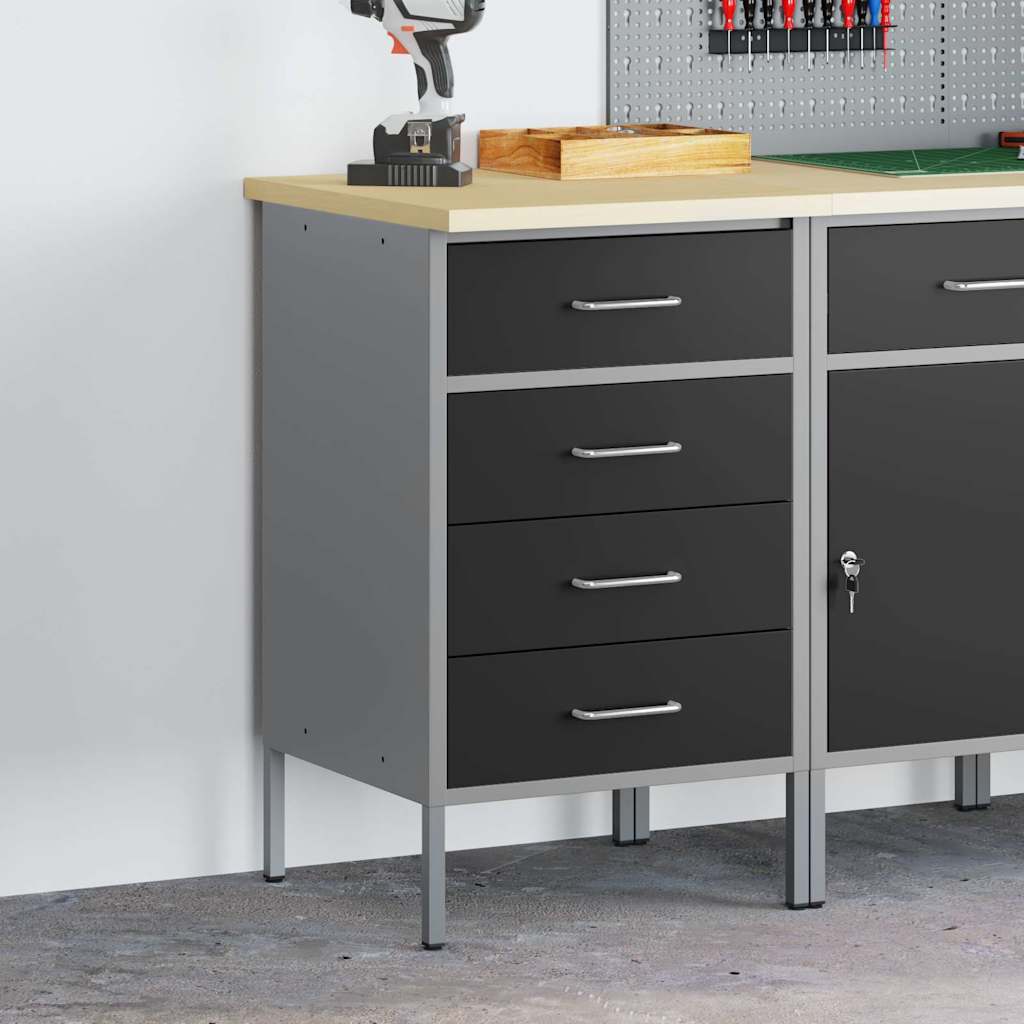 Work Bench with Drawer Black and Grey 50 x 55 x 85 cm