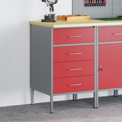 Work Bench with Drawer Red and Grey 50 x 55 x 85 cm