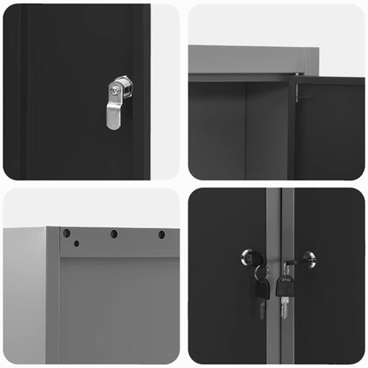 Tool Cabinet with Shelf Black and Grey 55 x 55 x 55 cm