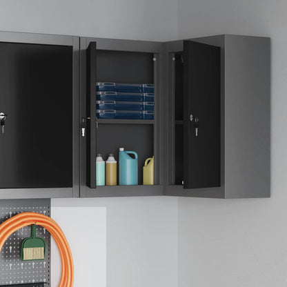 Tool Cabinet with Shelf Black and Grey 55 x 55 x 55 cm