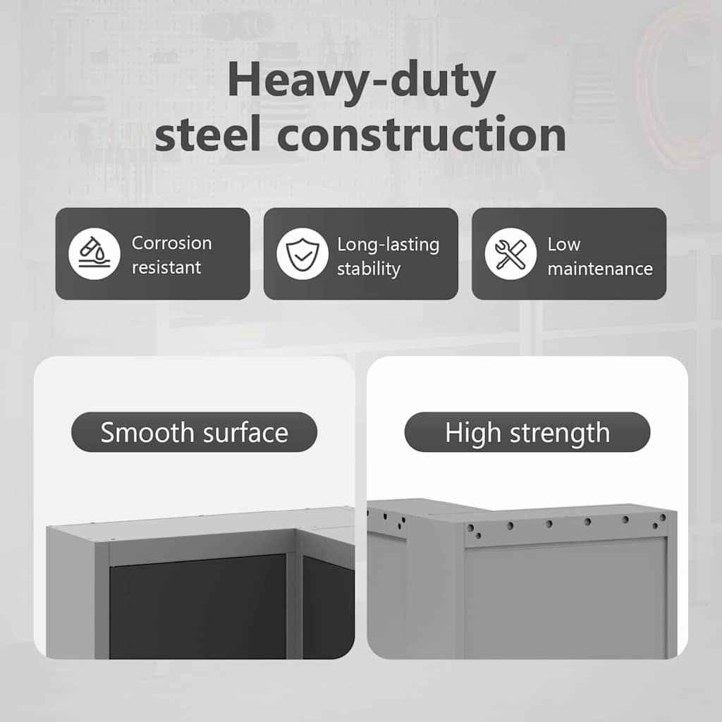 Tool Cabinet with Shelf Black and Grey 55 x 55 x 55 cm