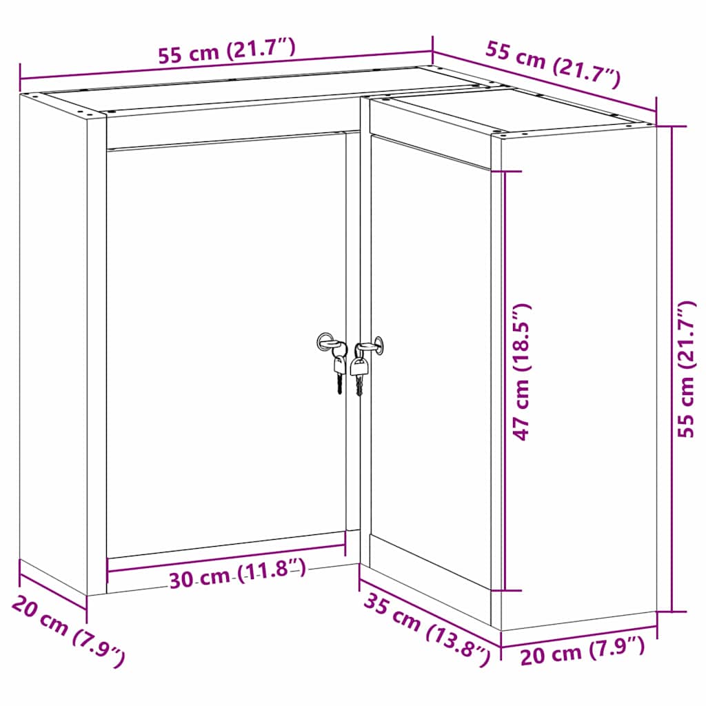 Tool Cabinet with Shelf Black and Grey 55 x 55 x 55 cm