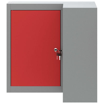 Tool Cabinet with Shelf with Lock Red and Grey 55 x 55 x 55 cm