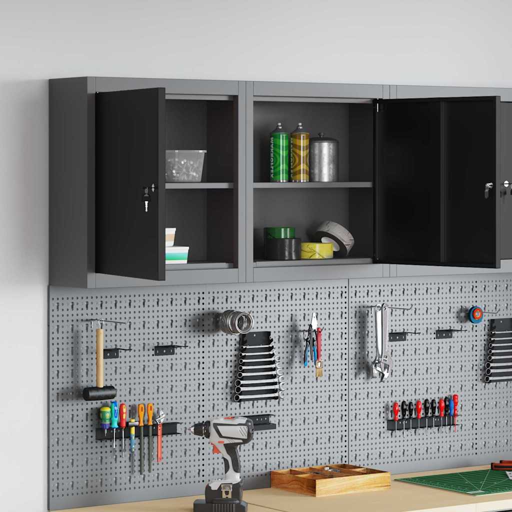 Tool Cabinet with Shelf Black and Grey 50 x 20 x 55 cm