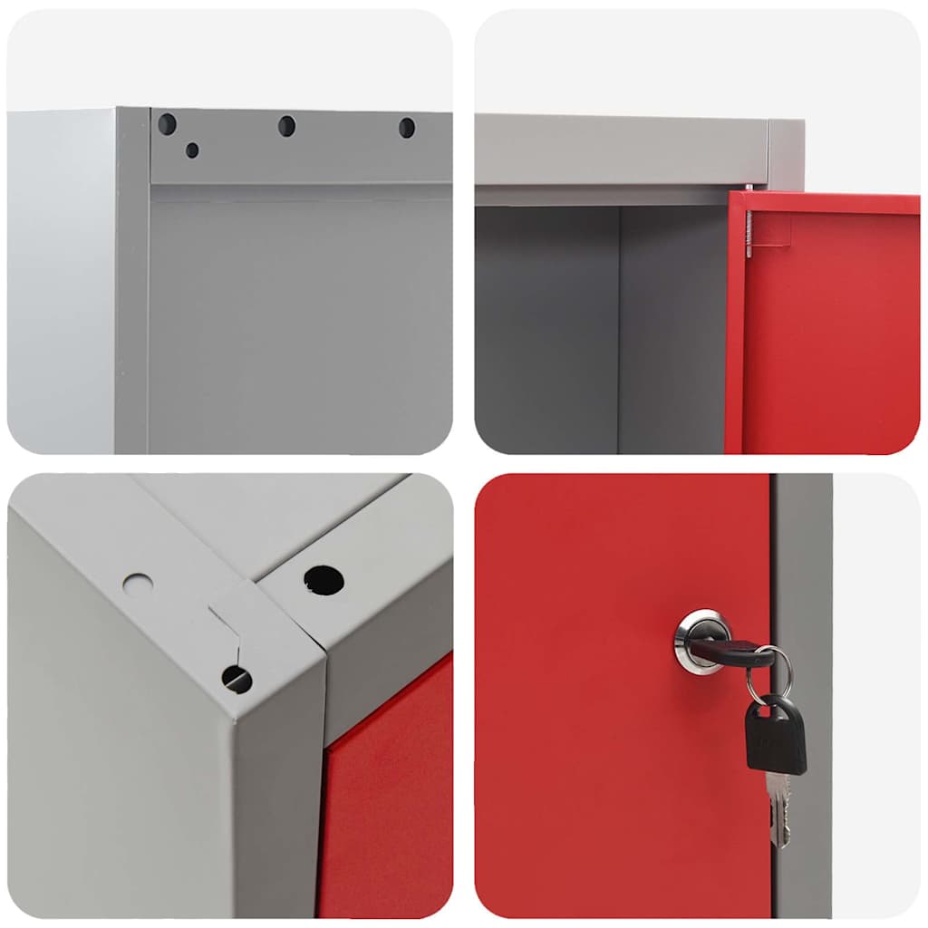 Tool Cabinet with Shelf with Lock Red and Grey 50 x 20 x 55 cm