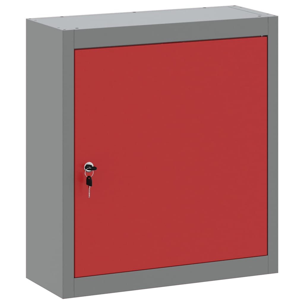 Tool Cabinet with Shelf with Lock Red and Grey 50 x 20 x 55 cm