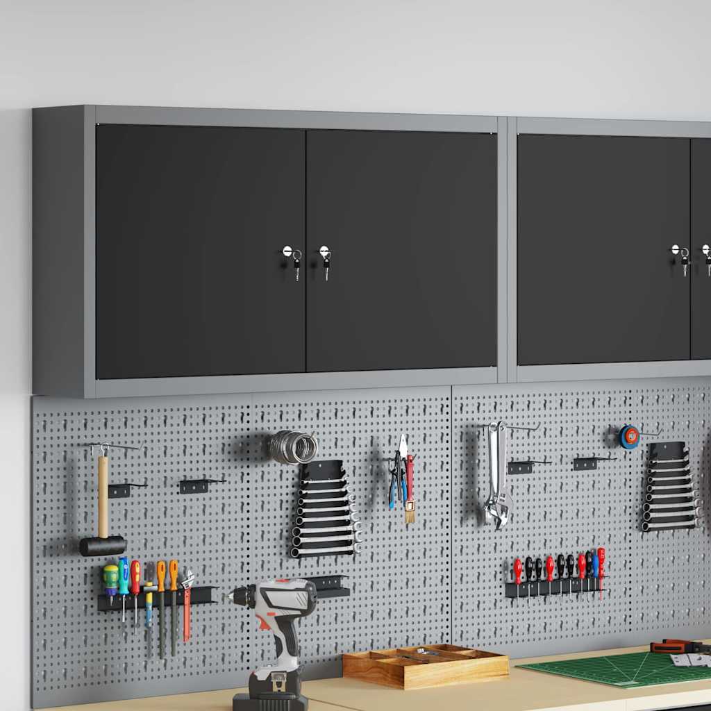 Tool Cabinet with Shelf Black and Grey 100 x 20 x 55 cm