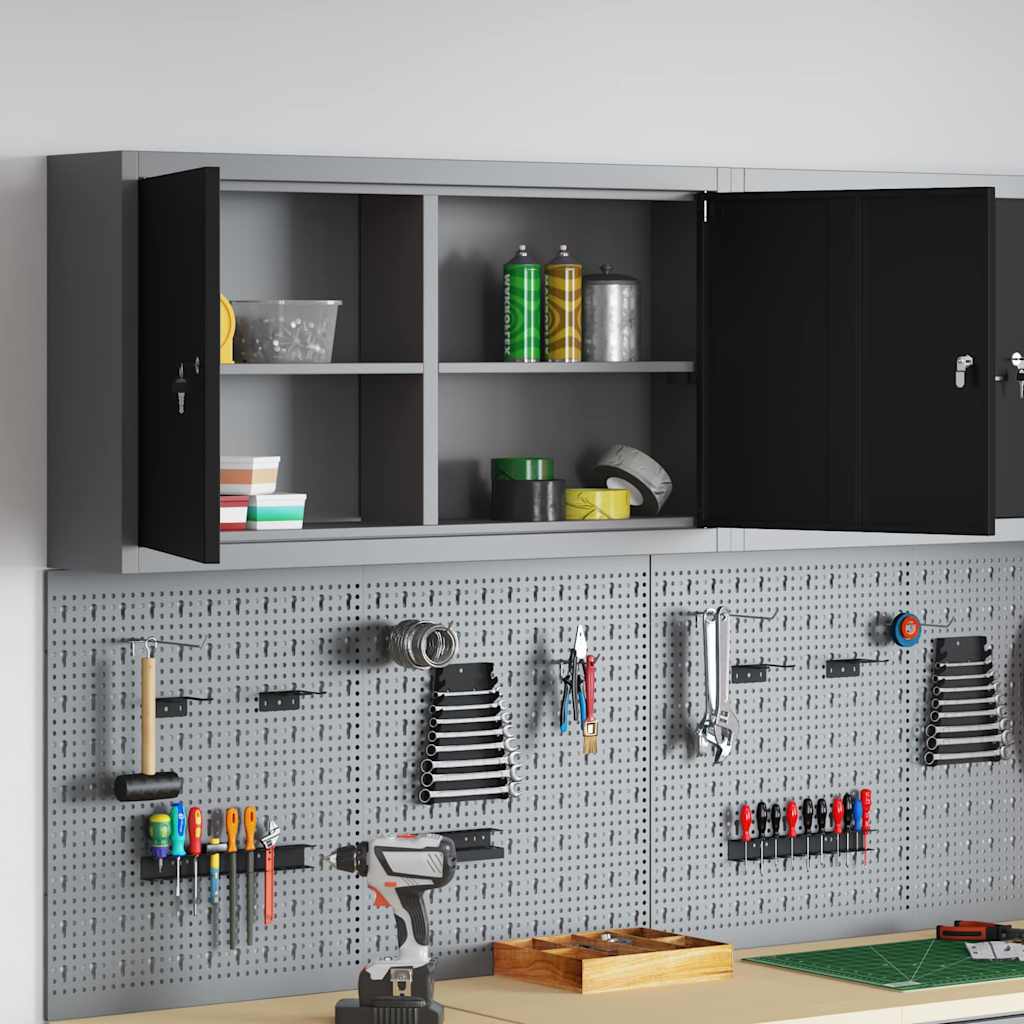 Tool Cabinet with Shelf Black and Grey 100 x 20 x 55 cm