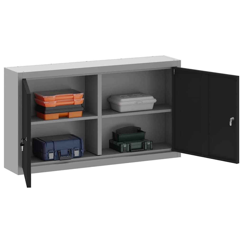 Tool Cabinet with Shelf Black and Grey 100 x 20 x 55 cm