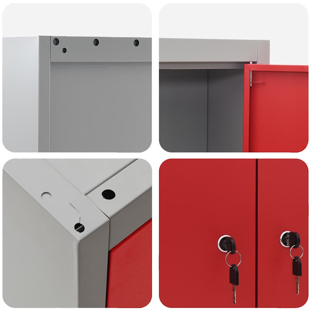 Tool Cabinet with Shelf with Lock Red and Grey 100 x 20 x 55 cm
