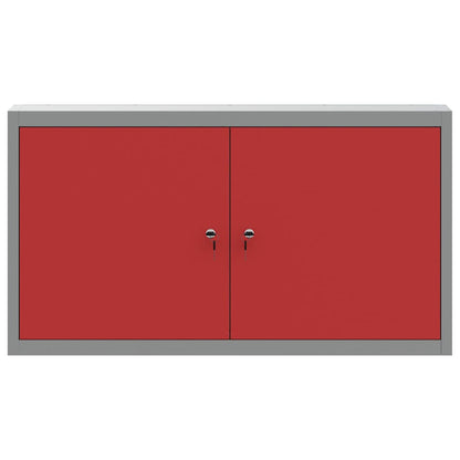 Tool Cabinet with Shelf with Lock Red and Grey 100 x 20 x 55 cm