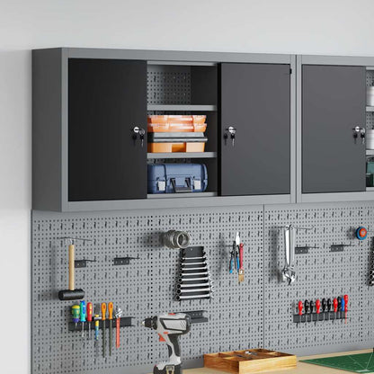 Tool Cabinet with Shelf Black and Grey 100 x 20 x 55 cm