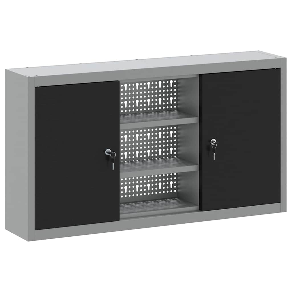 Tool Cabinet with Shelf Black and Grey 100 x 20 x 55 cm