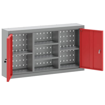 Tool Cabinet with Shelf with Lock Red and Grey 100 x 20 x 55 cm