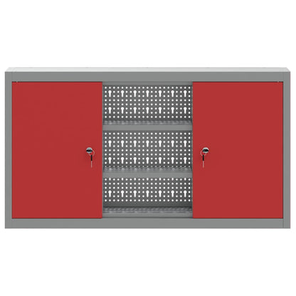 Tool Cabinet with Shelf with Lock Red and Grey 100 x 20 x 55 cm
