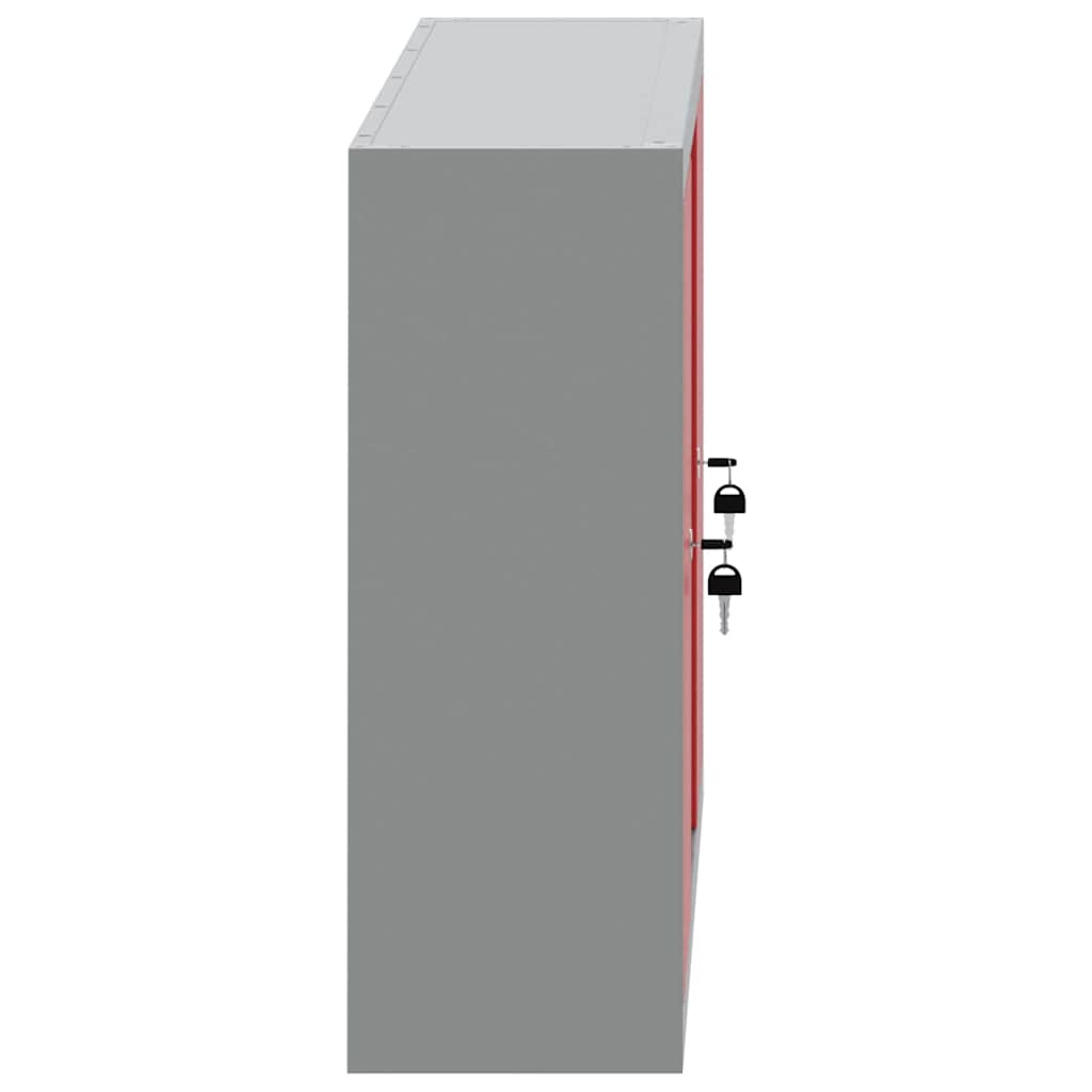 Tool Cabinet with Shelf with Lock Red and Grey 100 x 20 x 55 cm