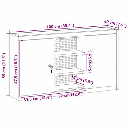 Tool Cabinet with Shelf with Lock Red and Grey 100 x 20 x 55 cm