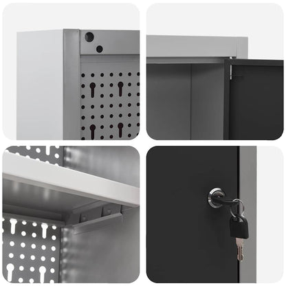 Tool Cabinet with Shelf Black and Grey 150 x 20 x 55 cm