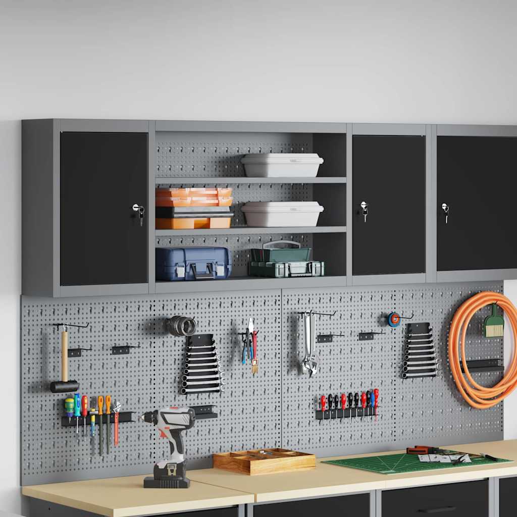 Tool Cabinet with Shelf Black and Grey 150 x 20 x 55 cm
