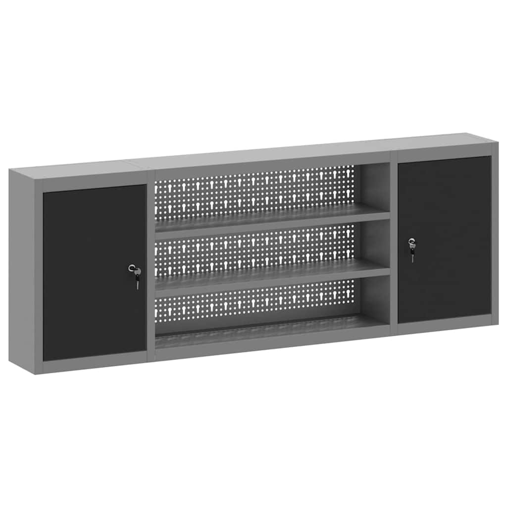Tool Cabinet with Shelf Black and Grey 150 x 20 x 55 cm