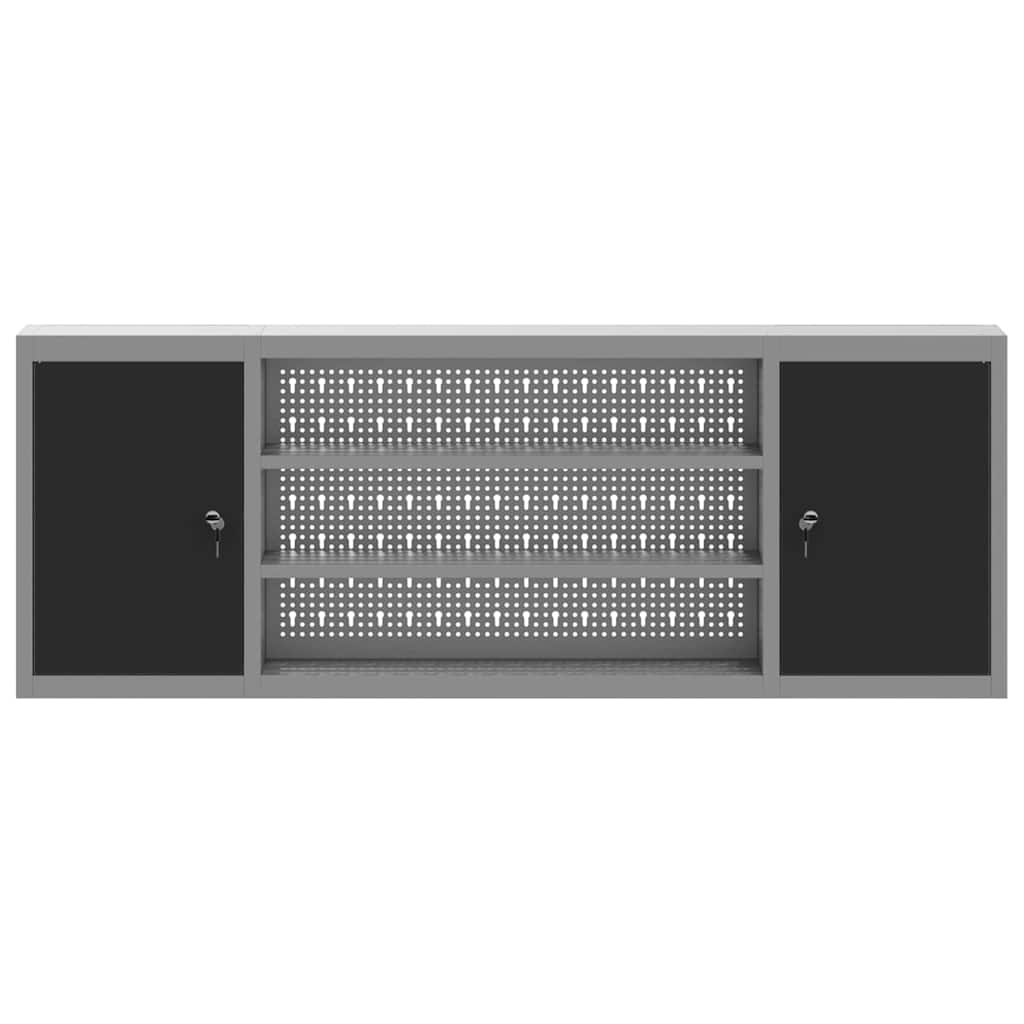 Tool Cabinet with Shelf Black and Grey 150 x 20 x 55 cm