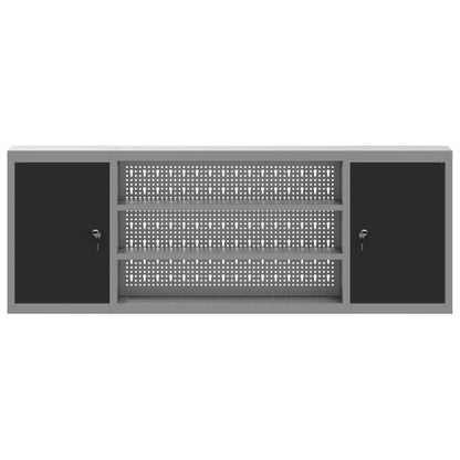 Tool Cabinet with Shelf Black and Grey 150 x 20 x 55 cm