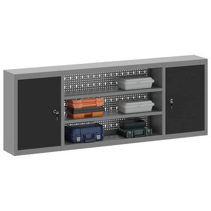 Tool Cabinet with Shelf Black and Grey 150 x 20 x 55 cm