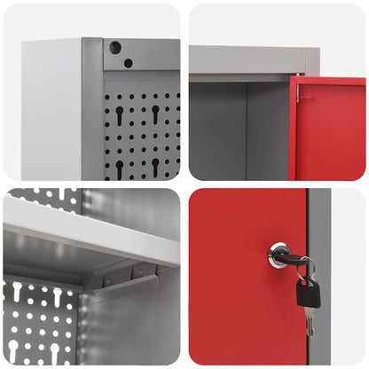 Tool Cabinet with Shelf Red and Grey 150 x 20 x 55 cm Steel