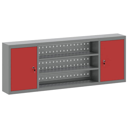 Tool Cabinet with Shelf Red and Grey 150 x 20 x 55 cm Steel