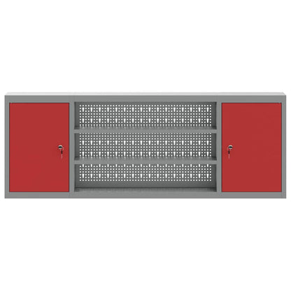 Tool Cabinet with Shelf Red and Grey 150 x 20 x 55 cm Steel