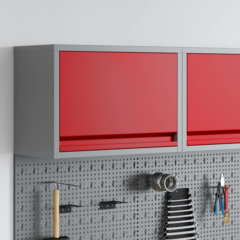 Tool Cabinet with Storage Red and Grey 50 x 25 x 35 cm