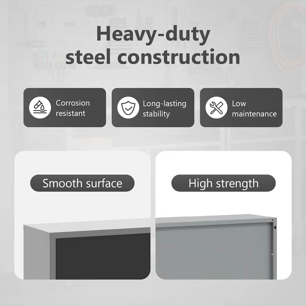 Tool Cabinet with Storage Black and Grey 100 x 25 x 35 cm